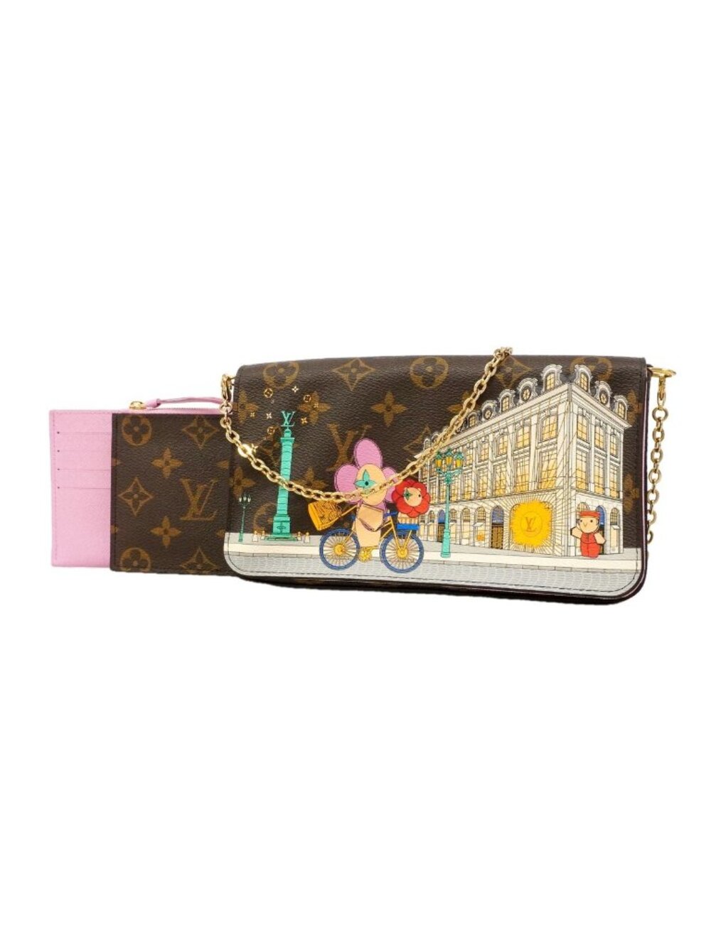 Louis Vuitton Wallet on Chain Monogram Vivienne Pochette Felicie Brown Shoulder